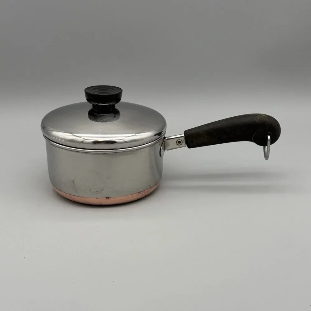 Vintage Revere Ware 1801 1 Qt. Sauce Pan Pot with Copper Bottom & Lid